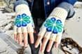 Fiesta Flooers Fingerless Gloves - Nicole Estelle Designs